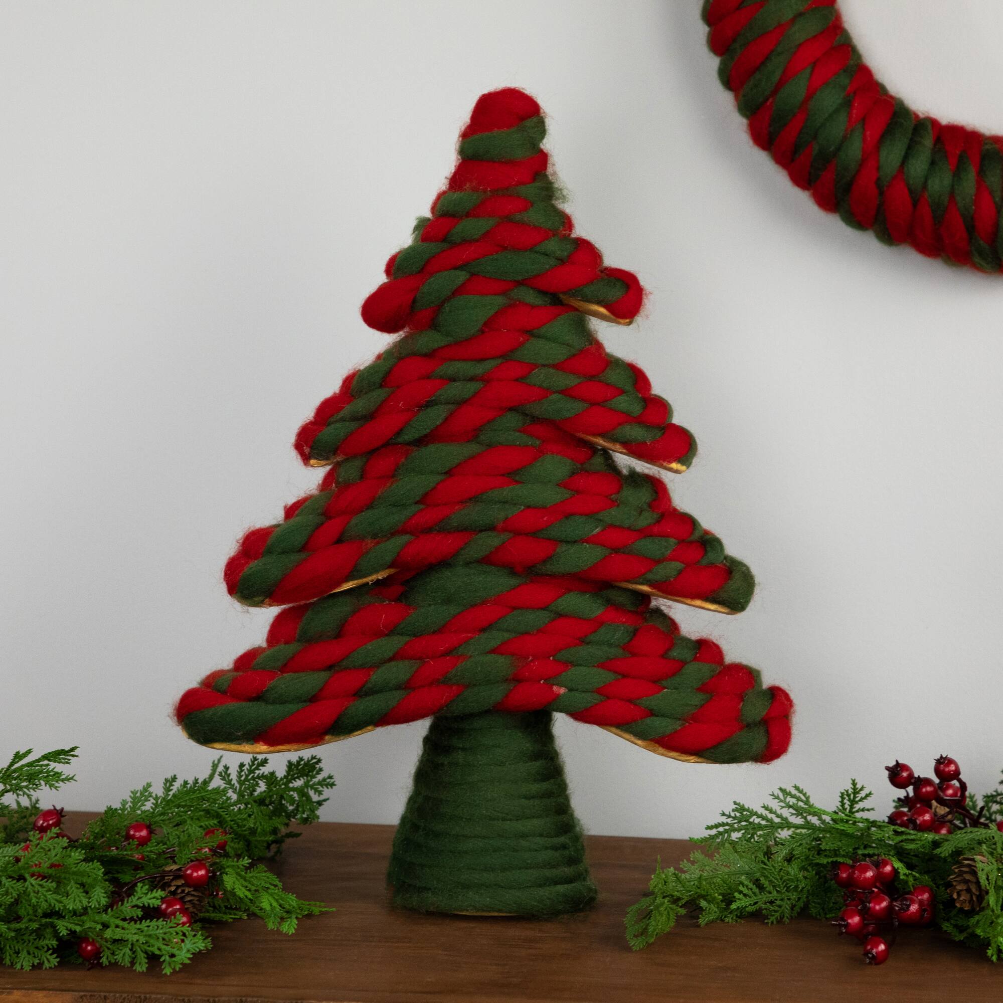 15.25" Twisted Yarn Plush Decoration Christmas Tree